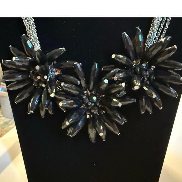 Black Dahlia Flower Multi-Strand Statement Necklace - Picture 2 of 2